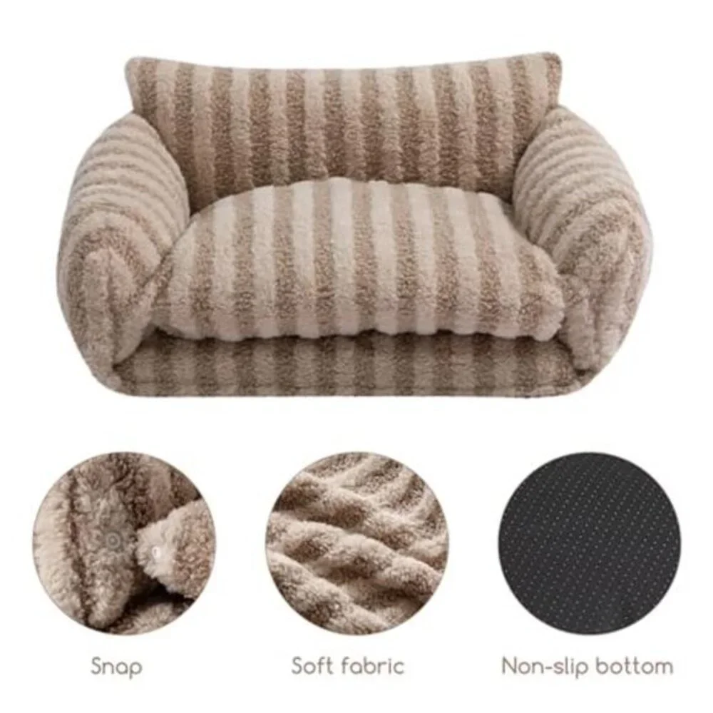 Fluffy Cat Bed Plush Pet Sofa Orthopedic Kitten Bed Small Dog Pet Bed Cushion